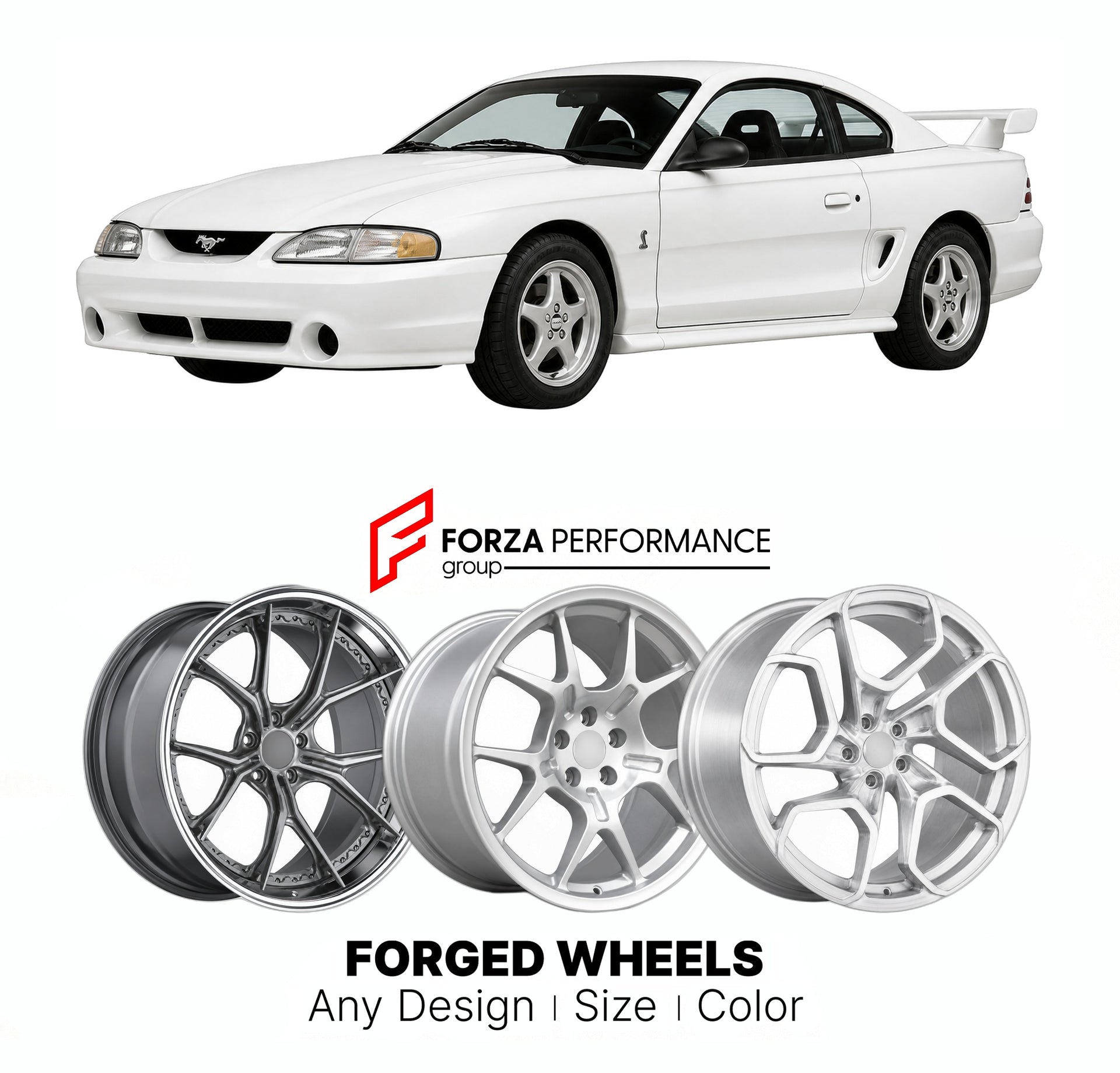 FORGED WHEELS RIMS for FORD MUSTANG SVT COBRA R SN95 1994 - 1998

Custom forged wheels for Ford Mustang SVT Cobra R SN95 1994 - 1998. Made-to-order monoblock, 2-piece and 3-piece rims in custom sizes, offsets, colors and finishes with guaranteed fitment.

We manufacture premium quality forged wheels rims for Ford Mustang SVT Cobra R SN95 1994 - 1998 in any design, size, color.

THIS WHEEL DESIGN CAN BE CUSTOM-MADE FOR YOUR CAR IN ANY SIZE AND COLOR OPTIONS
Available in monoblock, 2-piece, 3-piece, duoblock,