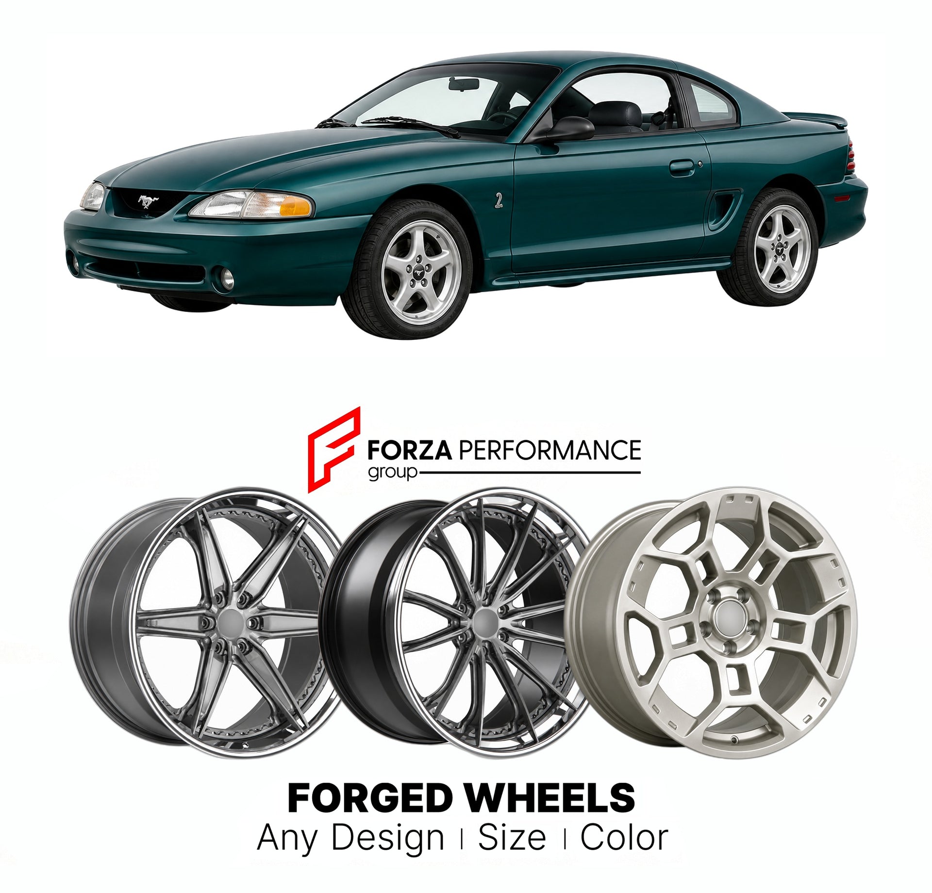 FORGED WHEELS RIMS for FORD MUSTANG SVT COBRA SN95 1994 - 1998

Custom forged wheels for Ford Mustang SVT Cobra SN95 1994 - 1998. Made-to-order monoblock, 2-piece and 3-piece rims in custom sizes, offsets, colors and finishes with guaranteed fitment.

We manufacture premium quality forged wheels rims for Ford Mustang SVT Cobra SN95 1994 - 1998 in any design, size, color.

THIS WHEEL DESIGN CAN BE CUSTOM-MADE FOR YOUR CAR IN ANY SIZE AND COLOR OPTIONS
Available in monoblock, 2-piece, 3-piece, duoblock, beadl