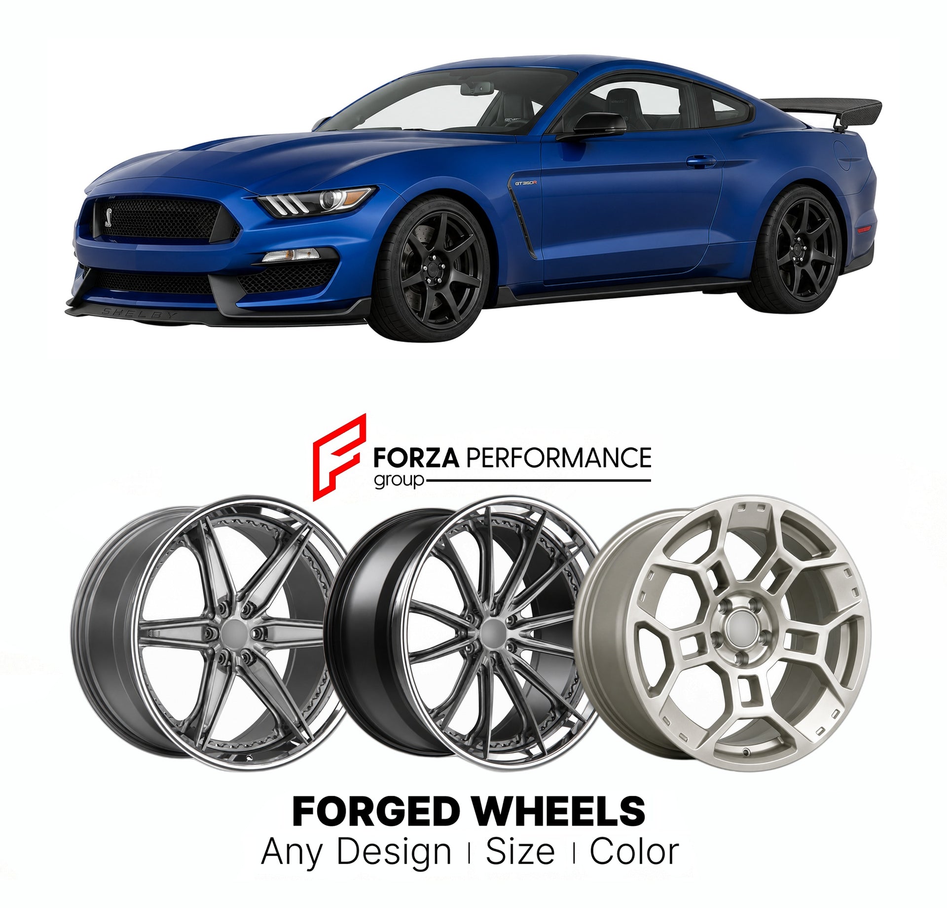 FORGED WHEELS RIMS for FORD MUSTANG SHELBY GT350R S550 2015 - 2023

Custom forged wheels for Ford Mustang Shelby GT350R S550 2015 - 2023. Made-to-order monoblock, 2-piece and 3-piece rims in custom sizes, offsets, colors and finishes with guaranteed fitment.

We manufacture premium quality forged wheels rims for Ford Mustang Shelby GT350R S550 2015 - 2023 in any design, size, color.

THIS WHEEL DESIGN CAN BE CUSTOM-MADE FOR YOUR CAR IN ANY SIZE AND COLOR OPTIONS
Available in monoblock, 2-piece, 3-piece, duo