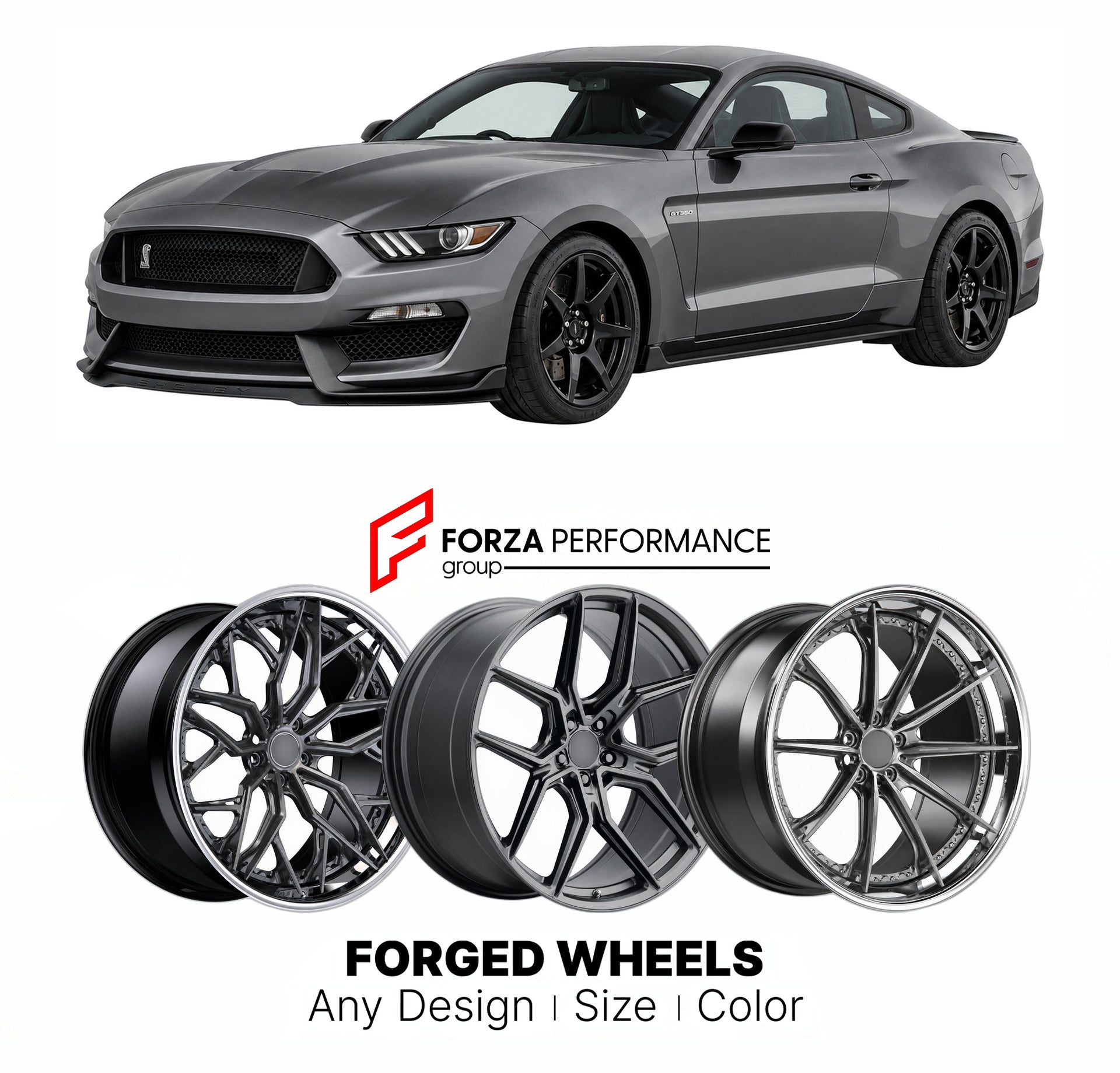 FORGED WHEELS RIMS for FORD MUSTANG SHELBY GT350 S550 2015 - 2023

Custom forged wheels for Ford Mustang Shelby GT350 S550 2015 - 2023. Made-to-order monoblock, 2-piece and 3-piece rims in custom sizes, offsets, colors and finishes with guaranteed fitment.

We manufacture premium quality forged wheels rims for Ford Mustang Shelby GT350 S550 2015 - 2023 in any design, size, color.

THIS WHEEL DESIGN CAN BE CUSTOM-MADE FOR YOUR CAR IN ANY SIZE AND COLOR OPTIONS
Available in monoblock, 2-piece, 3-piece, duoblo