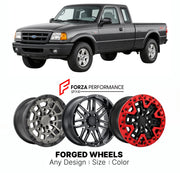 FORGED WHEELS RIMS for FORD RANGER FX4 1990 - 2011

Custom forged wheels for Ford Ranger FX4 1990 - 2011. Made-to-order monoblock, 2-piece and 3-piece rims in custom sizes, offsets, colors and finishes with guaranteed fitment.

We manufacture premium quality forged wheels rims for Ford Ranger FX4 1990 - 2011 in any design, size, color.

THIS WHEEL DESIGN CAN BE CUSTOM-MADE FOR YOUR CAR IN ANY SIZE AND COLOR OPTIONS
Available in monoblock, 2-piece, 3-piece, duoblock, beadlock
3D wheel renderings are provided