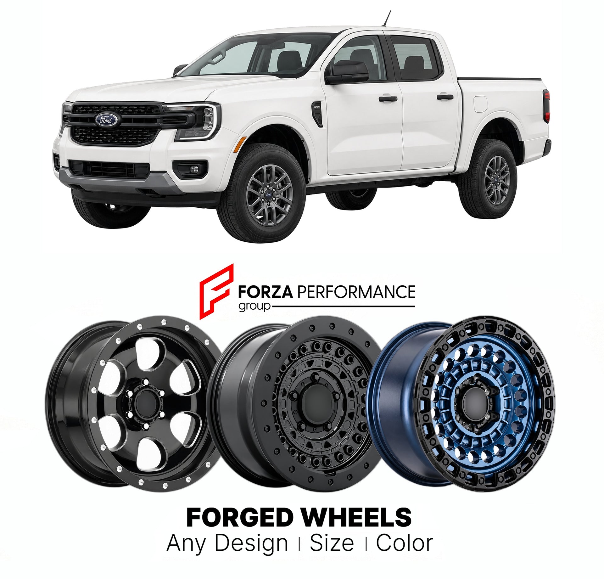 FORGED WHEELS RIMS for FORD RANGER NORTH AMERICA 2024+

Custom forged wheels for Ford Ranger North America 2024+. Made-to-order monoblock, 2-piece and 3-piece rims in custom sizes, offsets, colors and finishes with guaranteed fitment.

We manufacture premium quality forged wheels rims for Ford Ranger North America 2024+ in any design, size, color.

THIS WHEEL DESIGN CAN BE CUSTOM-MADE FOR YOUR CAR IN ANY SIZE AND COLOR OPTIONS
Available in monoblock, 2-piece, 3-piece, duoblock, beadlock
3D wheel renderings 