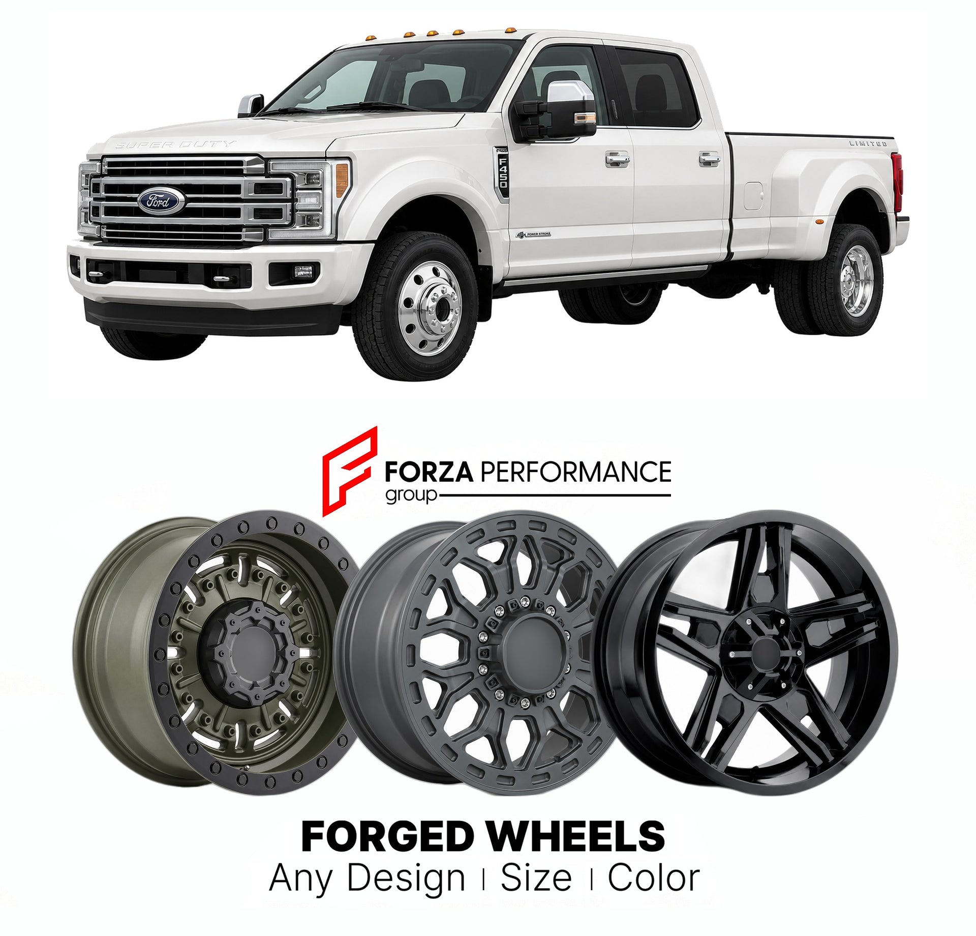 FORGED WHEELS RIMS for FORD SUPER DUTY F-450 LIMITED 2008+

Custom forged wheels for Ford Super Duty F-450 Limited 2008+. Made-to-order monoblock, 2-piece and 3-piece rims in custom sizes, offsets, colors and finishes with guaranteed fitment.

We manufacture premium quality forged wheels rims for Ford Super Duty F-450 Limited 2008+ in any design, size, color.

THIS WHEEL DESIGN CAN BE CUSTOM-MADE FOR YOUR CAR IN ANY SIZE AND COLOR OPTIONS
Available in monoblock, 2-piece, 3-piece, duoblock, beadlock
3D wheel
