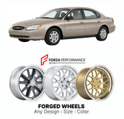 FORGED WHEELS RIMS for FORD TAURUS 2000 - 2007

Custom forged wheels for Ford Taurus 2000 - 2007. Made-to-order monoblock, 2-piece and 3-piece rims in custom sizes, offsets, colors and finishes with guaranteed fitment.

We manufacture premium quality forged wheels rims for Ford Taurus 2000 - 2007 in any design, size, color.

THIS WHEEL DESIGN CAN BE CUSTOM-MADE FOR YOUR CAR IN ANY SIZE AND COLOR OPTIONS
Available in monoblock, 2-piece, 3-piece, duoblock, beadlock
3D wheel renderings are provided according t