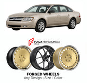 FORGED WHEELS RIMS for FORD TAURUS 2008 - 2009

Custom forged wheels for Ford Taurus 2008 - 2009. Made-to-order monoblock, 2-piece and 3-piece rims in custom sizes, offsets, colors and finishes with guaranteed fitment.

We manufacture premium quality forged wheels rims for Ford Taurus 2008 - 2009 in any design, size, color.

THIS WHEEL DESIGN CAN BE CUSTOM-MADE FOR YOUR CAR IN ANY SIZE AND COLOR OPTIONS
Available in monoblock, 2-piece, 3-piece, duoblock, beadlock
3D wheel renderings are provided according t