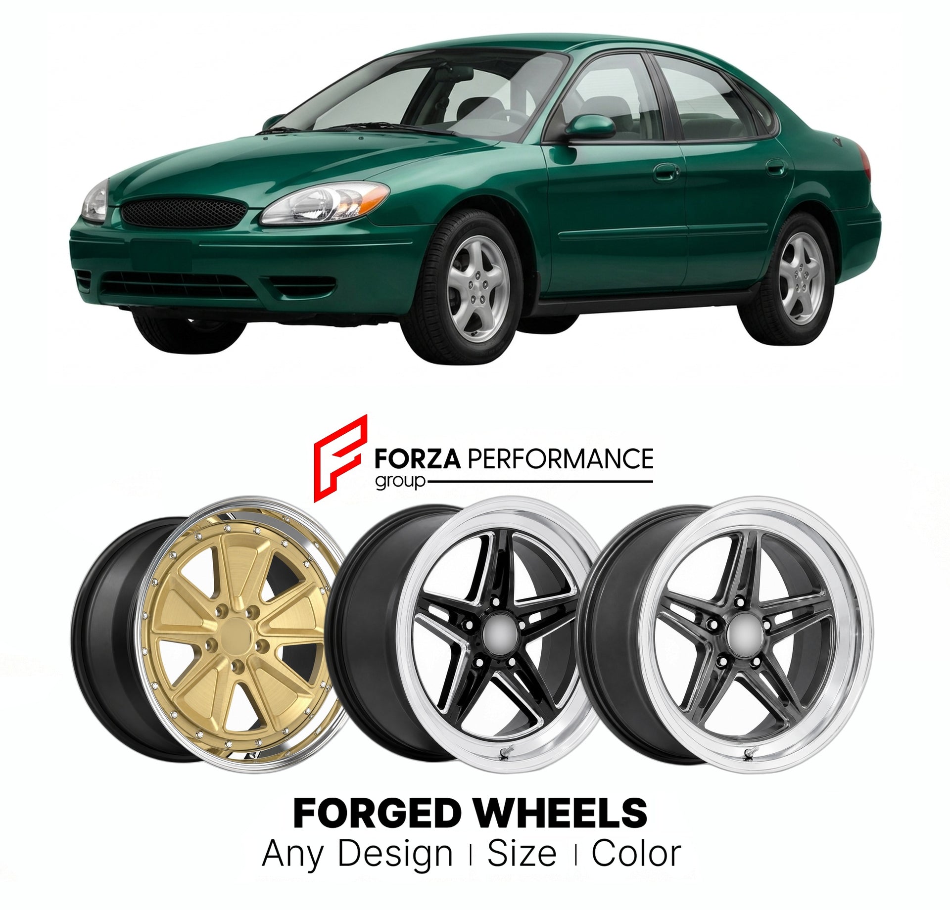 FORGED WHEELS RIMS for FORD TAURUS SHO 1996 - 1999

Custom forged wheels for Ford Taurus SHO 1996 - 1999. Made-to-order monoblock, 2-piece and 3-piece rims in custom sizes, offsets, colors and finishes with guaranteed fitment.

We manufacture premium quality forged wheels rims for Ford Taurus SHO 1996 - 1999 in any design, size, color.

THIS WHEEL DESIGN CAN BE CUSTOM-MADE FOR YOUR CAR IN ANY SIZE AND COLOR OPTIONS
Available in monoblock, 2-piece, 3-piece, duoblock, beadlock
3D wheel renderings are provided