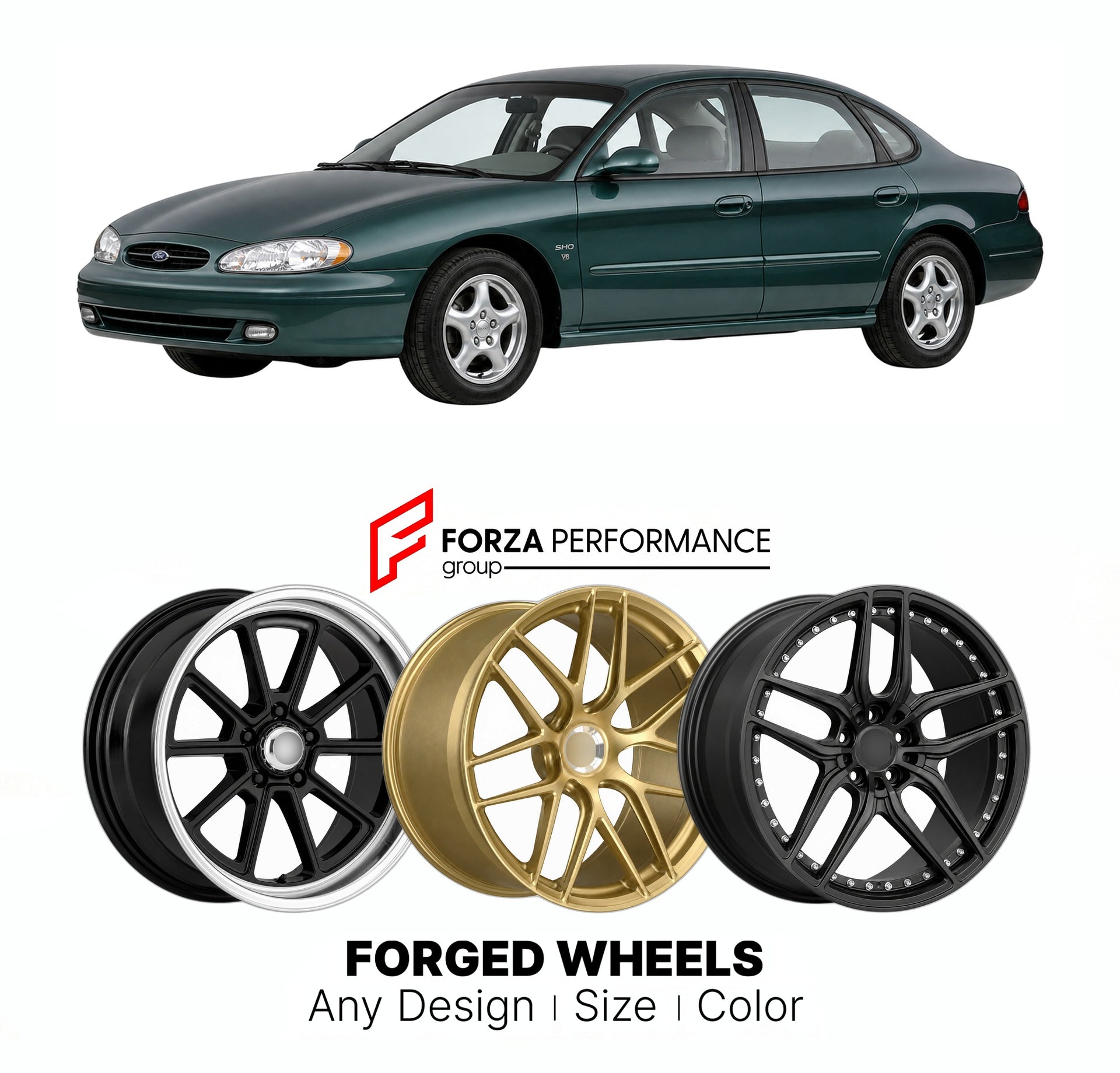 FORGED WHEELS RIMS for FORD TAURUS SHO V8 1996 - 2007

Custom forged wheels for Ford Taurus SHO V8 1996 - 2007. Made-to-order monoblock, 2-piece and 3-piece rims in custom sizes, offsets, colors and finishes with guaranteed fitment.

We manufacture premium quality forged wheels rims for Ford Taurus SHO V8 1996 - 2007 in any design, size, color.

THIS WHEEL DESIGN CAN BE CUSTOM-MADE FOR YOUR CAR IN ANY SIZE AND COLOR OPTIONS
Available in monoblock, 2-piece, 3-piece, duoblock, beadlock
3D wheel renderings are