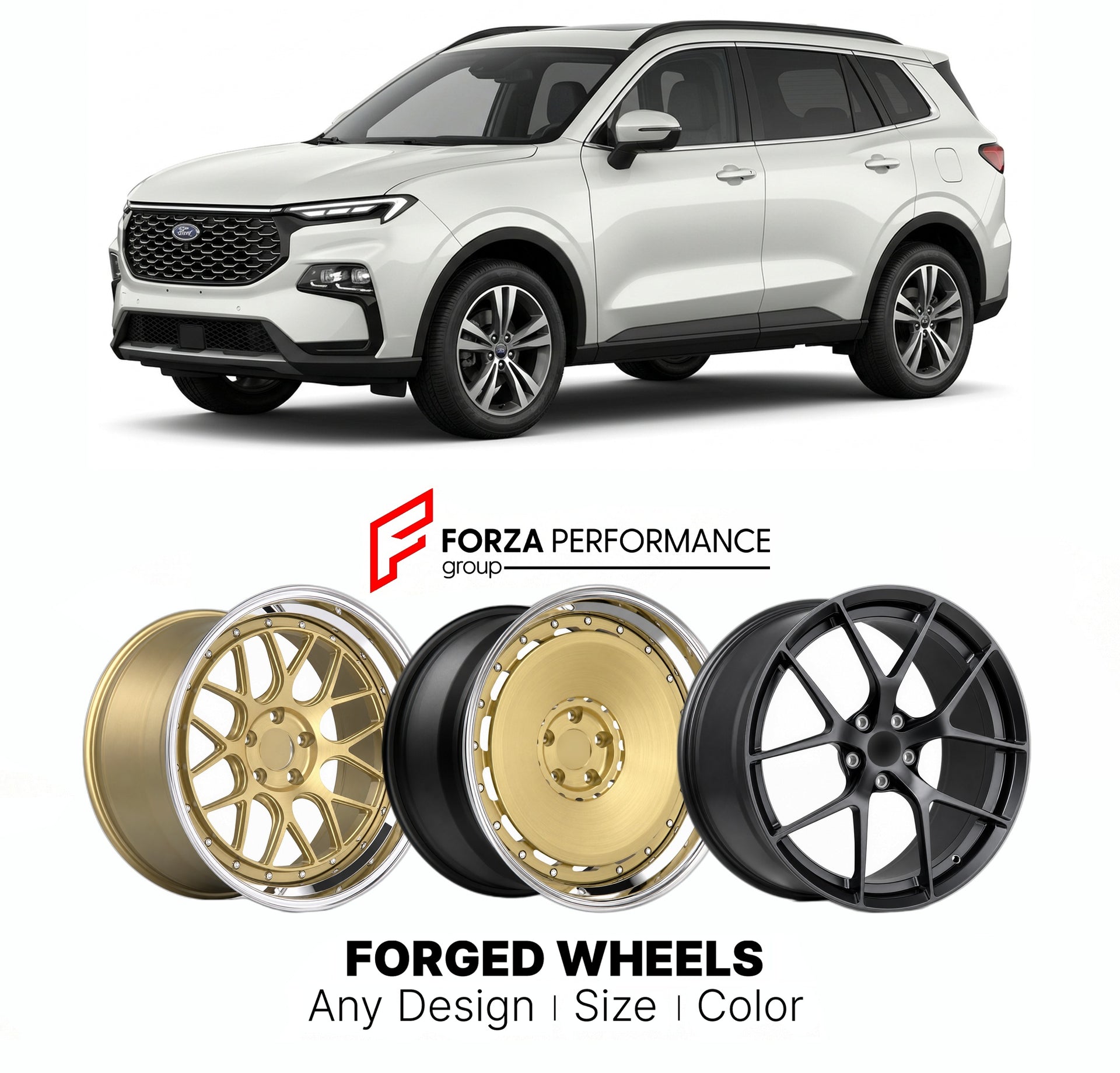 FORGED WHEELS RIMS for FORD TERRITORY 2024 - 2026

Custom forged wheels for Ford Territory 2024 - 2026. Made-to-order monoblock, 2-piece and 3-piece rims in custom sizes, offsets, colors and finishes with guaranteed fitment.

We manufacture premium quality forged wheels rims for Ford Territory 2024 - 2026 in any design, size, color.

THIS WHEEL DESIGN CAN BE CUSTOM-MADE FOR YOUR CAR IN ANY SIZE AND COLOR OPTIONS
Available in monoblock, 2-piece, 3-piece, duoblock, beadlock
3D wheel renderings are provided ac