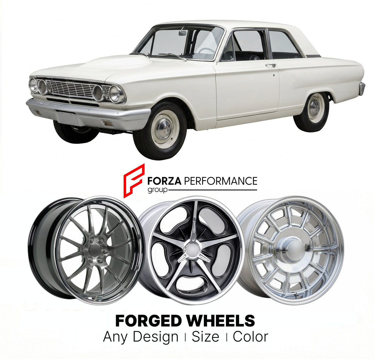 CUSTOM CLASSIC VINTAGE RESTOMOD RETRO OLD SCHOOL FORGED WHEELS RIMS for FORD THUNDERBOLT 427 1964 - 1965
Custom forged wheels for classic American muscle cars. Ideal for restomod builds, vintage restorations, and show cars. Deep dish and retro styling available.

We manufacture premium quality forged wheels rims for Ford Thunderbolt 427 1964 - 1965 in any design, size, color.

THIS WHEEL DESIGN CAN BE CUSTOM-MADE FOR YOUR CAR IN ANY SIZE AND COLOR OPTIONS
Available in monoblock, 2-piece, 3-piece, duoblock, 