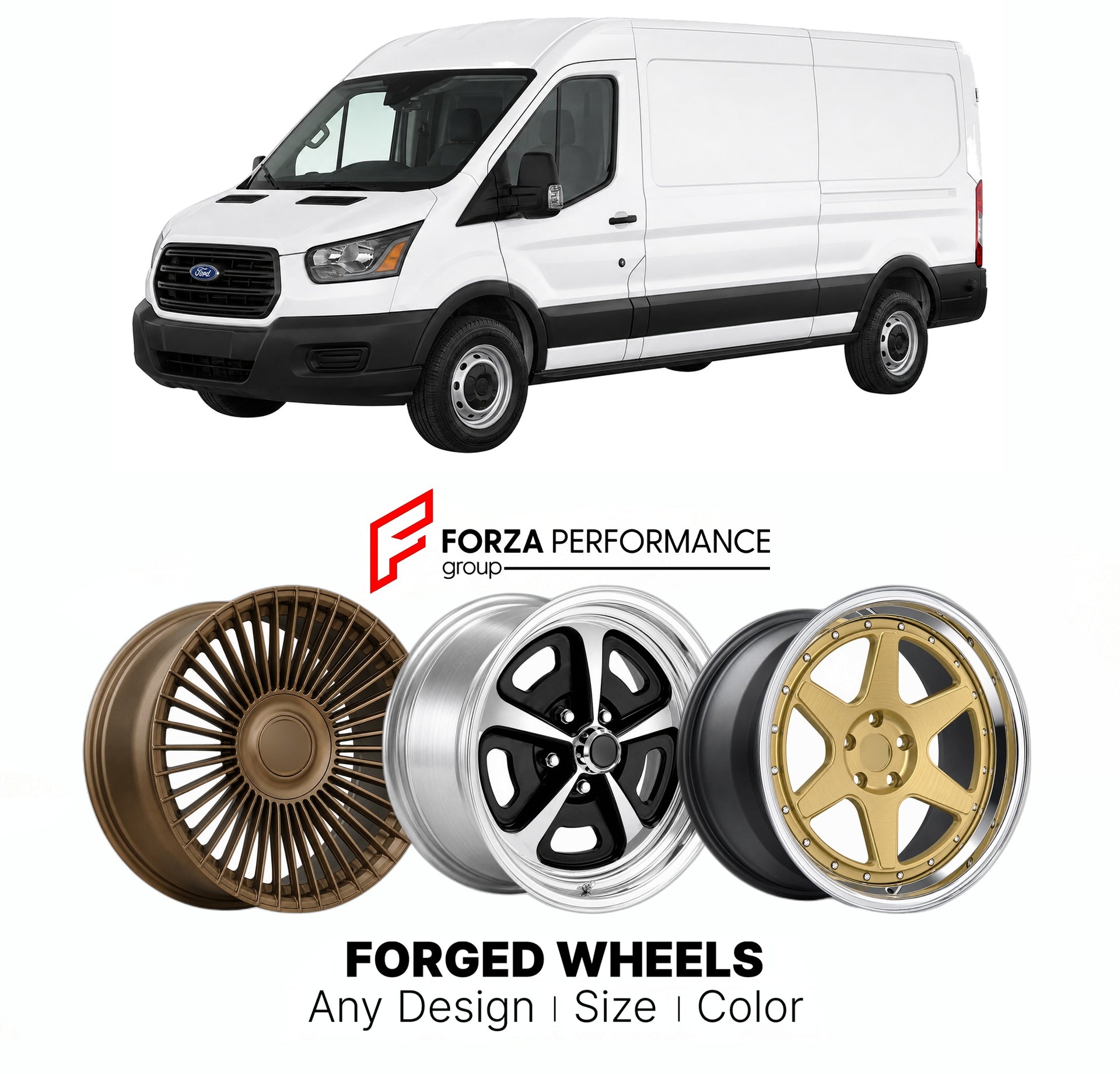 FORGED WHEELS RIMS for FORD TRANSIT CARGO VAN NORTH AMERICA 2015+

Custom forged wheels for Ford Transit Cargo Van North America 2015+. Made-to-order monoblock, 2-piece and 3-piece rims in custom sizes, offsets, colors and finishes with guaranteed fitment.

We manufacture premium quality forged wheels rims for Ford Transit Cargo Van North America 2015+ in any design, size, color.

THIS WHEEL DESIGN CAN BE CUSTOM-MADE FOR YOUR CAR IN ANY SIZE AND COLOR OPTIONS
Available in monoblock, 2-piece, 3-piece, duoblo