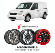 FORGED WHEELS RIMS for FORD TRANSIT CONNECT NORTH AMERICA 2010 - 2013

Custom forged wheels for Ford Transit Connect North America 2010 - 2013. Made-to-order monoblock, 2-piece and 3-piece rims in custom sizes, offsets, colors and finishes with guaranteed fitment.

We manufacture premium quality forged wheels rims for Ford Transit Connect North America 2010 - 2013 in any design, size, color.

THIS WHEEL DESIGN CAN BE CUSTOM-MADE FOR YOUR CAR IN ANY SIZE AND COLOR OPTIONS
Available in monoblock, 2-piece, 3-p