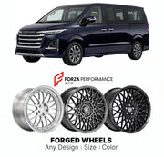 Custom forged wheels for Forthing Dongfeng M7 Lingzhi Plus 2022+. Made-to-order monoblock, 2-piece and 3-piece wheels in custom sizes, offsets, colors and finishes with guaranteed vehicle fitment.

We manufacture premium quality forged wheels rims for Forthing Dongfeng M7 Lingzhi Plus 2022+ in any design, size, color.

THIS WHEEL DESIGN CAN BE CUSTOM-MADE FOR YOUR CAR IN ANY SIZE AND COLOR OPTIONS
Available in monoblock, 2-piece, 3-piece, duoblock, beadlock
3D wheel renderings are provided according to the 