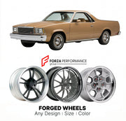 CUSTOM CLASSIC VINTAGE RESTOMOD RETRO OLD SCHOOL FORGED WHEELS RIMS for GMC CABALLERO 1978 - 1987
Custom forged wheels for classic American muscle cars. Ideal for restomod builds, vintage restorations, and show cars. Deep dish and retro styling available.

We manufacture premium quality forged wheels rims for GMC Caballero 1978 - 1987 in any design, size, color.

THIS WHEEL DESIGN CAN BE CUSTOM-MADE FOR YOUR CAR IN ANY SIZE AND COLOR OPTIONS
Available in monoblock, 2-piece, 3-piece, duoblock, beadlock
3D wh