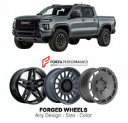 FORGED WHEELS RIMS for GMC CANYON AT4X 2004+

Custom forged wheels for GMC Canyon AT4X 2004+. Made-to-order monoblock, 2-piece and 3-piece rims in custom sizes, offsets, colors and finishes with guaranteed fitment.

We manufacture premium quality forged wheels rims for GMC Canyon AT4X 2004+ in any design, size, color.

THIS WHEEL DESIGN CAN BE CUSTOM-MADE FOR YOUR CAR IN ANY SIZE AND COLOR OPTIONS
Available in monoblock, 2-piece, 3-piece, duoblock, beadlock
3D wheel renderings are provided according to the 