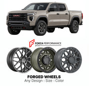FORGED WHEELS RIMS for GMC CANYON AT4X 2023+

Custom forged wheels for GMC Canyon AT4X 2023+. Made-to-order monoblock, 2-piece and 3-piece rims in custom sizes, offsets, colors and finishes with guaranteed fitment.

We manufacture premium quality forged wheels rims for GMC Canyon AT4X 2023+ in any design, size, color.

THIS WHEEL DESIGN CAN BE CUSTOM-MADE FOR YOUR CAR IN ANY SIZE AND COLOR OPTIONS
Available in monoblock, 2-piece, 3-piece, duoblock, beadlock
3D wheel renderings are provided according to the 