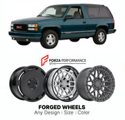 FORGED WHEELS RIMS for GMC JIMMY 2-DOOR 1995 - 2001

Custom forged wheels for GMC Jimmy 2-Door 1995 - 2001. Made-to-order monoblock, 2-piece and 3-piece rims in custom sizes, offsets, colors and finishes with guaranteed fitment.

We manufacture premium quality forged wheels rims for GMC Jimmy 2-Door 1995 - 2001 in any design, size, color.

THIS WHEEL DESIGN CAN BE CUSTOM-MADE FOR YOUR CAR IN ANY SIZE AND COLOR OPTIONS
Available in monoblock, 2-piece, 3-piece, duoblock, beadlock
3D wheel renderings are provi