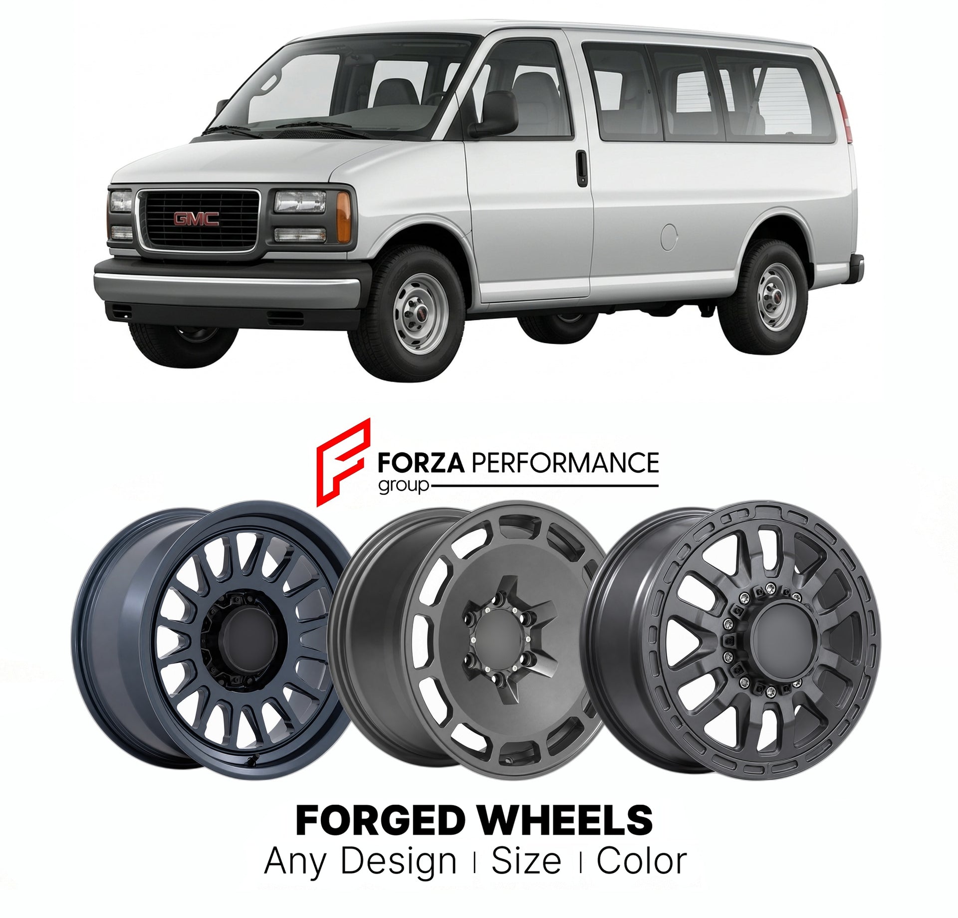 FORGED WHEELS RIMS for GMC SAVANA 1996+

Custom forged wheels for GMC Savana 1996+. Made-to-order monoblock, 2-piece and 3-piece rims in custom sizes, offsets, colors and finishes with guaranteed fitment.

We manufacture premium quality forged wheels rims for GMC Savana 1996+ in any design, size, color.

THIS WHEEL DESIGN CAN BE CUSTOM-MADE FOR YOUR CAR IN ANY SIZE AND COLOR OPTIONS
Available in monoblock, 2-piece, 3-piece, duoblock, beadlock
3D wheel renderings are provided according to the exact dimension