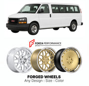 FORGED WHEELS RIMS for GMC SAVANA PASSENGER VAN 1996+

Custom forged wheels for GMC Savana Passenger Van 1996+. Made-to-order monoblock, 2-piece and 3-piece rims in custom sizes, offsets, colors and finishes with guaranteed fitment.

We manufacture premium quality forged wheels rims for GMC Savana Passenger Van 1996+ in any design, size, color.

THIS WHEEL DESIGN CAN BE CUSTOM-MADE FOR YOUR CAR IN ANY SIZE AND COLOR OPTIONS
Available in monoblock, 2-piece, 3-piece, duoblock, beadlock
3D wheel renderings are