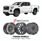 FORGED WHEELS RIMS for GMC SIERRA 1500 AT4 T1XX 2019+

Custom forged wheels for GMC Sierra 1500 AT4 T1XX 2019+. Made-to-order monoblock, 2-piece and 3-piece rims in custom sizes, offsets, colors and finishes with guaranteed fitment.

We manufacture premium quality forged wheels rims for GMC Sierra 1500 AT4 T1XX 2019+ in any design, size, color.

THIS WHEEL DESIGN CAN BE CUSTOM-MADE FOR YOUR CAR IN ANY SIZE AND COLOR OPTIONS
Available in monoblock, 2-piece, 3-piece, duoblock, beadlock
3D wheel renderings are