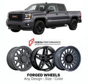 FORGED WHEELS RIMS for GMC SIERRA 1500 ALL TERRAIN X K2XX 2014 - 2018

Custom forged wheels for GMC Sierra 1500 All Terrain X K2XX 2014 - 2018. Made-to-order monoblock, 2-piece and 3-piece rims in custom sizes, offsets, colors and finishes with guaranteed fitment.

We manufacture premium quality forged wheels rims for GMC Sierra 1500 All Terrain X K2XX 2014 - 2018 in any design, size, color.

THIS WHEEL DESIGN CAN BE CUSTOM-MADE FOR YOUR CAR IN ANY SIZE AND COLOR OPTIONS
Available in monoblock, 2-piece, 3-p