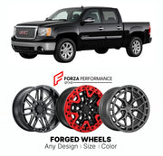 FORGED WHEELS RIMS for GMC SIERRA 1500 DENALI GMT900 2007 - 2013

Custom forged wheels for GMC Sierra 1500 Denali GMT900 2007 - 2013. Made-to-order monoblock, 2-piece and 3-piece rims in custom sizes, offsets, colors and finishes with guaranteed fitment.

We manufacture premium quality forged wheels rims for GMC Sierra 1500 Denali GMT900 2007 - 2013 in any design, size, color.

THIS WHEEL DESIGN CAN BE CUSTOM-MADE FOR YOUR CAR IN ANY SIZE AND COLOR OPTIONS
Available in monoblock, 2-piece, 3-piece, duoblock,