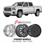 FORGED WHEELS RIMS for GMC SIERRA 1500 DENALI K2XX 2014 - 2018

Custom forged wheels for GMC Sierra 1500 Denali K2XX 2014 - 2018. Made-to-order monoblock, 2-piece and 3-piece rims in custom sizes, offsets, colors and finishes with guaranteed fitment.

We manufacture premium quality forged wheels rims for GMC Sierra 1500 Denali K2XX 2014 - 2018 in any design, size, color.

THIS WHEEL DESIGN CAN BE CUSTOM-MADE FOR YOUR CAR IN ANY SIZE AND COLOR OPTIONS
Available in monoblock, 2-piece, 3-piece, duoblock, beadl
