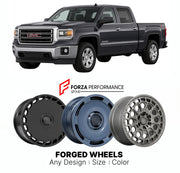 FORGED WHEELS RIMS for GMC SIERRA 1500 K2XX 2014 - 2018

Custom forged wheels for GMC Sierra 1500 K2XX 2014 - 2018. Made-to-order monoblock, 2-piece and 3-piece rims in custom sizes, offsets, colors and finishes with guaranteed fitment.

We manufacture premium quality forged wheels rims for GMC Sierra 1500 K2XX 2014 - 2018 in any design, size, color.

THIS WHEEL DESIGN CAN BE CUSTOM-MADE FOR YOUR CAR IN ANY SIZE AND COLOR OPTIONS
Available in monoblock, 2-piece, 3-piece, duoblock, beadlock
3D wheel renderin