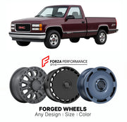 FORGED WHEELS RIMS for GMC SIERRA 1500 SLE GMT400 1990 - 1998

Custom forged wheels for GMC Sierra 1500 SLE GMT400 1990 - 1998. Made-to-order monoblock, 2-piece and 3-piece rims in custom sizes, offsets, colors and finishes with guaranteed fitment.

We manufacture premium quality forged wheels rims for GMC Sierra 1500 SLE GMT400 1990 - 1998 in any design, size, color.

THIS WHEEL DESIGN CAN BE CUSTOM-MADE FOR YOUR CAR IN ANY SIZE AND COLOR OPTIONS
Available in monoblock, 2-piece, 3-piece, duoblock, beadlock