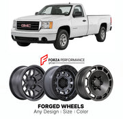 FORGED WHEELS RIMS for GMC SIERRA 1500 WORK TRUCK GMT900 2007 - 2013

Custom forged wheels for GMC Sierra 1500 Work Truck GMT900 2007 - 2013. Made-to-order monoblock, 2-piece and 3-piece rims in custom sizes, offsets, colors and finishes with guaranteed fitment.

We manufacture premium quality forged wheels rims for GMC Sierra 1500 Work Truck GMT900 2007 - 2013 in any design, size, color.

THIS WHEEL DESIGN CAN BE CUSTOM-MADE FOR YOUR CAR IN ANY SIZE AND COLOR OPTIONS
Available in monoblock, 2-piece, 3-piec