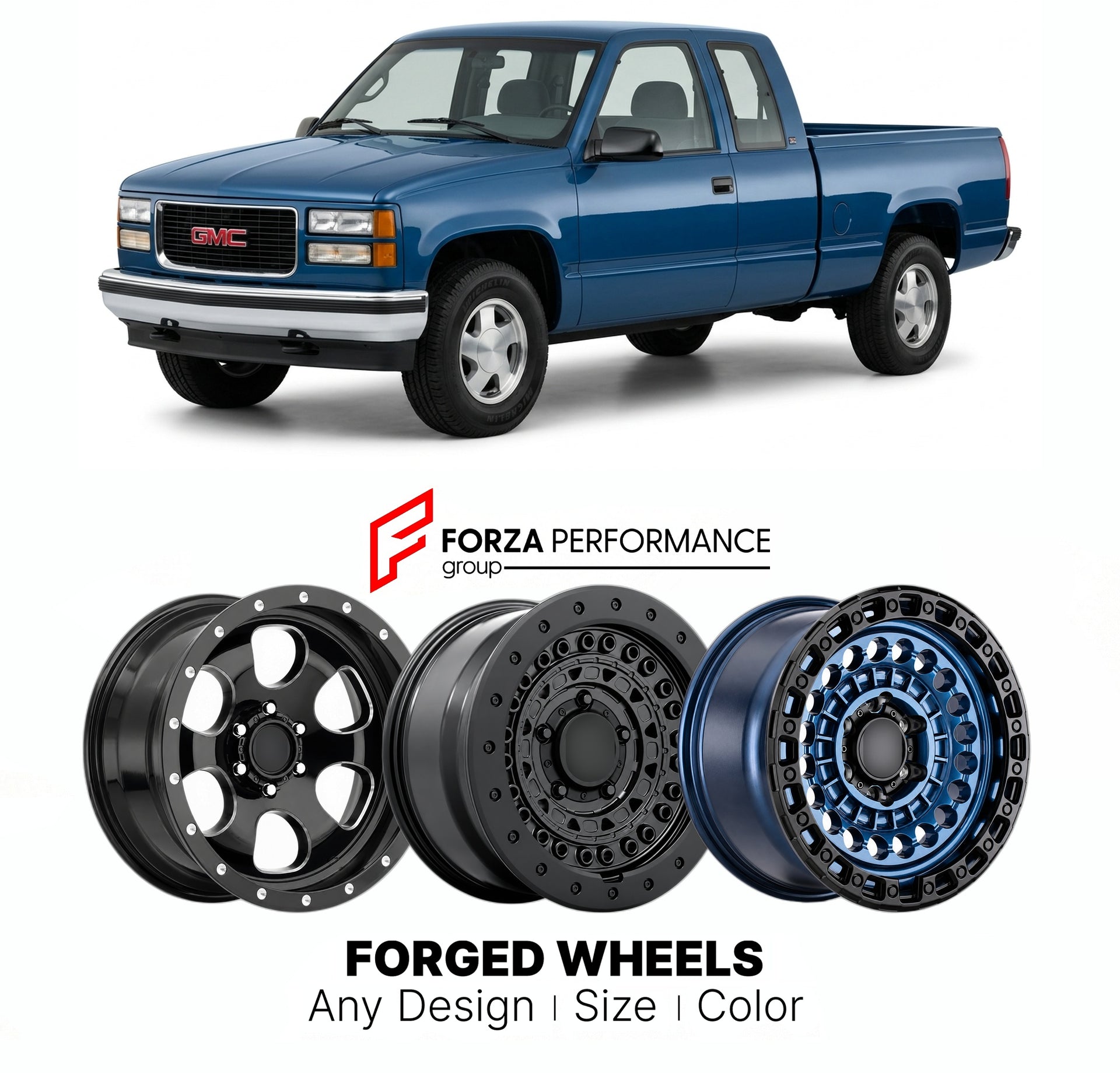 FORGED WHEELS RIMS for GMC SIERRA 1999 - 2024

Custom forged wheels for GMC Sierra 1999 - 2024. Made-to-order monoblock, 2-piece and 3-piece rims in custom sizes, offsets, colors and finishes with guaranteed fitment.

We manufacture premium quality forged wheels rims for GMC Sierra 1999 - 2024 in any design, size, color.

THIS WHEEL DESIGN CAN BE CUSTOM-MADE FOR YOUR CAR IN ANY SIZE AND COLOR OPTIONS
Available in monoblock, 2-piece, 3-piece, duoblock, beadlock
3D wheel renderings are provided according to t