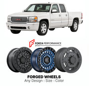 FORGED WHEELS RIMS for GMC SIERRA DENALI FULL-SIZE PICKUP 2002+

Custom forged wheels for GMC Sierra Denali Full-Size Pickup 2002+. Made-to-order monoblock, 2-piece and 3-piece rims in custom sizes, offsets, colors and finishes with guaranteed fitment.

We manufacture premium quality forged wheels rims for GMC Sierra Denali Full-Size Pickup 2002+ in any design, size, color.

THIS WHEEL DESIGN CAN BE CUSTOM-MADE FOR YOUR CAR IN ANY SIZE AND COLOR OPTIONS
Available in monoblock, 2-piece, 3-piece, duoblock, be