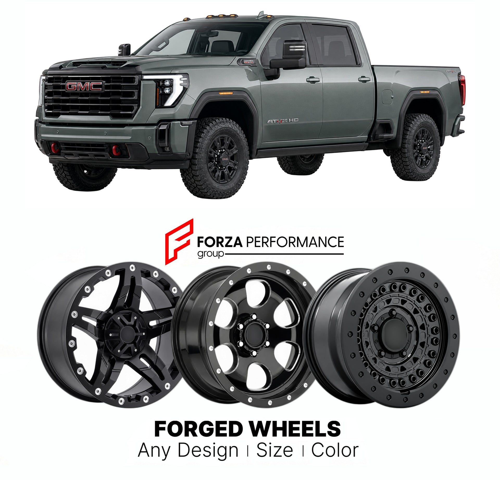 FORGED WHEELS RIMS for GMC SIERRA HD 2500HD AT4X T1XX 2020+

Custom forged wheels for GMC Sierra HD 2500HD AT4X T1XX 2020+. Made-to-order monoblock, 2-piece and 3-piece rims in custom sizes, offsets, colors and finishes with guaranteed fitment.

We manufacture premium quality forged wheels rims for GMC Sierra HD 2500HD AT4X T1XX 2020+ in any design, size, color.

THIS WHEEL DESIGN CAN BE CUSTOM-MADE FOR YOUR CAR IN ANY SIZE AND COLOR OPTIONS
Available in monoblock, 2-piece, 3-piece, duoblock, beadlock
3D wh