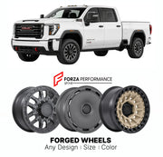 FORGED WHEELS RIMS for GMC SIERRA HD 2500HD AT4 T1XX 2020+

Custom forged wheels for GMC Sierra HD 2500HD AT4 T1XX 2020+. Made-to-order monoblock, 2-piece and 3-piece rims in custom sizes, offsets, colors and finishes with guaranteed fitment.

We manufacture premium quality forged wheels rims for GMC Sierra HD 2500HD AT4 T1XX 2020+ in any design, size, color.

THIS WHEEL DESIGN CAN BE CUSTOM-MADE FOR YOUR CAR IN ANY SIZE AND COLOR OPTIONS
Available in monoblock, 2-piece, 3-piece, duoblock, beadlock
3D wheel