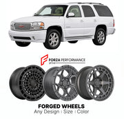 FORGED WHEELS RIMS for GMC YUKON DENALI LUXURY TRIM 1999+

Custom forged wheels for GMC Yukon Denali Luxury Trim 1999+. Made-to-order monoblock, 2-piece and 3-piece rims in custom sizes, offsets, colors and finishes with guaranteed fitment.

We manufacture premium quality forged wheels rims for GMC Yukon Denali Luxury Trim 1999+ in any design, size, color.

THIS WHEEL DESIGN CAN BE CUSTOM-MADE FOR YOUR CAR IN ANY SIZE AND COLOR OPTIONS
Available in monoblock, 2-piece, 3-piece, duoblock, beadlock
3D wheel re