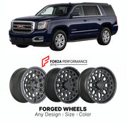 FORGED WHEELS RIMS for GMC YUKON SLE K2UG T1UG 2015+

Custom forged wheels for GMC Yukon SLE K2UG T1UG 2015+. Made-to-order monoblock, 2-piece and 3-piece rims in custom sizes, offsets, colors and finishes with guaranteed fitment.

We manufacture premium quality forged wheels rims for GMC Yukon SLE K2UG T1UG 2015+ in any design, size, color.

THIS WHEEL DESIGN CAN BE CUSTOM-MADE FOR YOUR CAR IN ANY SIZE AND COLOR OPTIONS
Available in monoblock, 2-piece, 3-piece, duoblock, beadlock
3D wheel renderings are pr