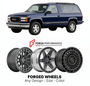 FORGED WHEELS RIMS for GMC YUKON SLT GMT400 1992 - 1999

Custom forged wheels for GMC Yukon SLT GMT400 1992 - 1999. Made-to-order monoblock, 2-piece and 3-piece rims in custom sizes, offsets, colors and finishes with guaranteed fitment.

We manufacture premium quality forged wheels rims for GMC Yukon SLT GMT400 1992 - 1999 in any design, size, color.

THIS WHEEL DESIGN CAN BE CUSTOM-MADE FOR YOUR CAR IN ANY SIZE AND COLOR OPTIONS
Available in monoblock, 2-piece, 3-piece, duoblock, beadlock
3D wheel renderin
