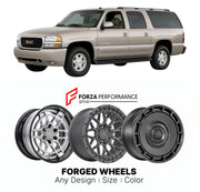 FORGED WHEELS RIMS for GMC YUKON XL GMT800 GMT900 2000 - 2014

Custom forged wheels for GMC Yukon XL GMT800 GMT900 2000 - 2014. Made-to-order monoblock, 2-piece and 3-piece rims in custom sizes, offsets, colors and finishes with guaranteed fitment.

We manufacture premium quality forged wheels rims for GMC Yukon XL GMT800 GMT900 2000 - 2014 in any design, size, color.

THIS WHEEL DESIGN CAN BE CUSTOM-MADE FOR YOUR CAR IN ANY SIZE AND COLOR OPTIONS
Available in monoblock, 2-piece, 3-piece, duoblock, beadlock