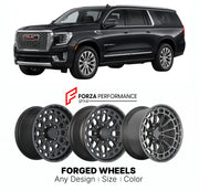 FORGED WHEELS RIMS for GMC YUKON XL T1XX 2021+

Custom forged wheels for GMC Yukon XL T1XX 2021+. Made-to-order monoblock, 2-piece and 3-piece rims in custom sizes, offsets, colors and finishes with guaranteed fitment.

We manufacture premium quality forged wheels rims for GMC Yukon XL T1XX 2021+ in any design, size, color.

THIS WHEEL DESIGN CAN BE CUSTOM-MADE FOR YOUR CAR IN ANY SIZE AND COLOR OPTIONS
Available in monoblock, 2-piece, 3-piece, duoblock, beadlock
3D wheel renderings are provided according t