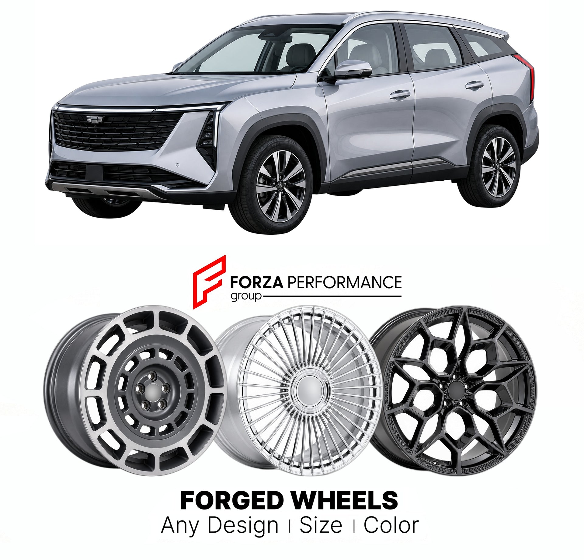 Custom forged wheels for Geely Boyue L 2022+. Made-to-order monoblock, 2-piece and 3-piece wheels in custom sizes, offsets, colors and finishes with guaranteed vehicle fitment.

We manufacture premium quality forged wheels rims for Geely Boyue L 2022+ in any design, size, color.

THIS WHEEL DESIGN CAN BE CUSTOM-MADE FOR YOUR CAR IN ANY SIZE AND COLOR OPTIONS
Available in monoblock, 2-piece, 3-piece, duoblock, beadlock
3D wheel renderings are provided according to the exact dimensions and specifications requ