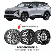 Custom forged wheels for Geely Cityray Boyue Cool 2023+. Made-to-order monoblock, 2-piece and 3-piece wheels in custom sizes, offsets, colors and finishes with guaranteed vehicle fitment.

We manufacture premium quality forged wheels rims for Geely Cityray Boyue Cool 2023+ in any design, size, color.

THIS WHEEL DESIGN CAN BE CUSTOM-MADE FOR YOUR CAR IN ANY SIZE AND COLOR OPTIONS
Available in monoblock, 2-piece, 3-piece, duoblock, beadlock
3D wheel renderings are provided according to the exact dimensions a
