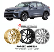 Custom forged wheels for Geely Tugella Xingyue S 2019+. Made-to-order monoblock, 2-piece and 3-piece wheels in custom sizes, offsets, colors and finishes with guaranteed vehicle fitment.

We manufacture premium quality forged wheels rims for Geely Tugella Xingyue S 2019+ in any design, size, color.

THIS WHEEL DESIGN CAN BE CUSTOM-MADE FOR YOUR CAR IN ANY SIZE AND COLOR OPTIONS
Available in monoblock, 2-piece, 3-piece, duoblock, beadlock
3D wheel renderings are provided according to the exact dimensions and