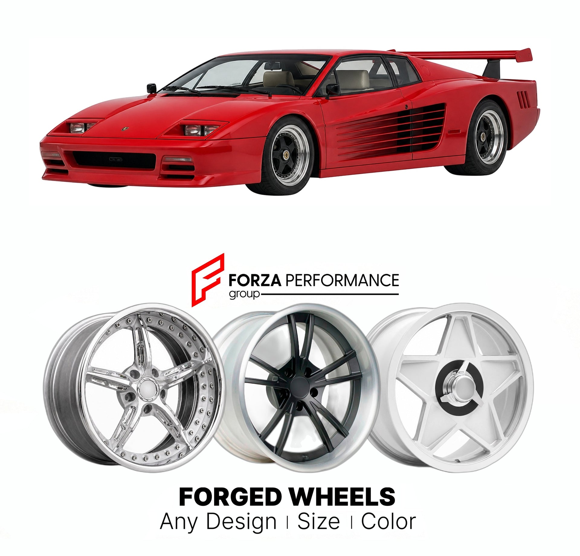 CUSTOM CLASSIC VINTAGE RESTOMOD RETRO OLD SCHOOL FORGED WHEELS RIMS for GEMBALLA MIRAGE 1986 - 1989

Custom forged wheels for Gemballa Mirage 1986 - 1989. Classic, vintage, restomod wheel designs made to order in custom sizes, offsets, colors and finishes.

We manufacture premium quality forged wheels rims for Gemballa Mirage 1986 - 1989 in any design, size, color.

THIS WHEEL DESIGN CAN BE CUSTOM-MADE FOR YOUR CAR IN ANY SIZE AND COLOR OPTIONS
Available in monoblock, 2-piece, 3-piece, duoblock, beadlock
3D