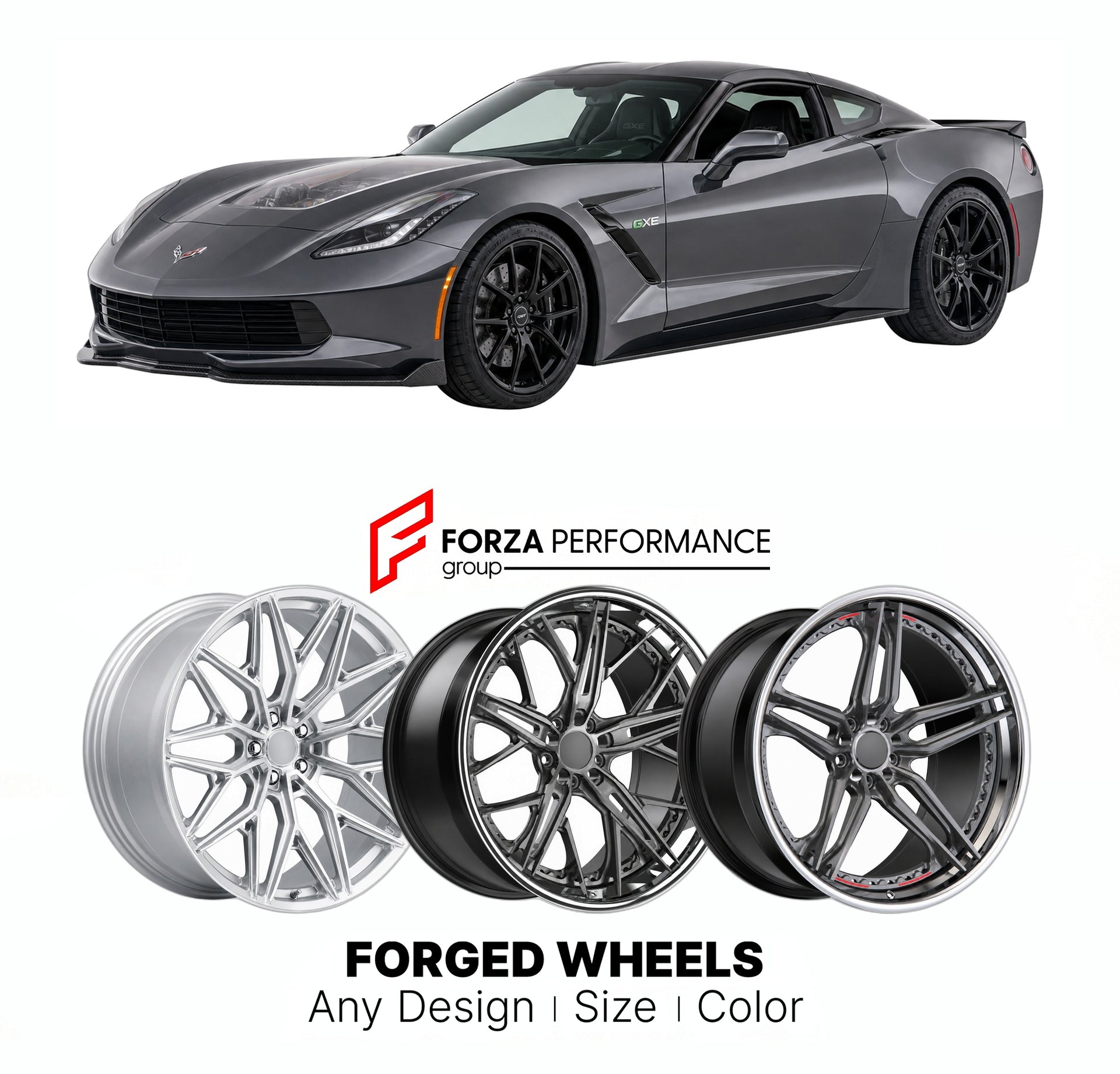 FORGED WHEELS RIMS for GENOVATION GXE PRODUCTION VERSION C7 CORVETTE EV CONVERSION 2016 - 2020

Custom forged wheels for Genovation GXE Production Version C7 Corvette EV Conversion 2016 - 2020. Made-to-order monoblock, 2-piece and 3-piece rims in custom sizes, offsets, colors and finishes with guaranteed fitment.

We manufacture premium quality forged wheels rims for Genovation GXE Production Version C7 Corvette EV Conversion 2016 - 2020 in any design, size, color.

THIS WHEEL DESIGN CAN BE CUSTOM-MADE FOR 