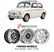CUSTOM CLASSIC VINTAGE RESTOMOD RETRO OLD SCHOOL FORGED WHEELS RIMS for GIANNINI 500 TV 1963 - 1969

Custom forged wheels for Giannini 500 TV 1963 - 1969. Classic, vintage, restomod wheel designs made to order in custom sizes, offsets, colors and finishes.

We manufacture premium quality forged wheels rims for Giannini 500 TV 1963 - 1969 in any design, size, color.

THIS WHEEL DESIGN CAN BE CUSTOM-MADE FOR YOUR CAR IN ANY SIZE AND COLOR OPTIONS
Available in monoblock, 2-piece, 3-piece, duoblock, beadlock
3D