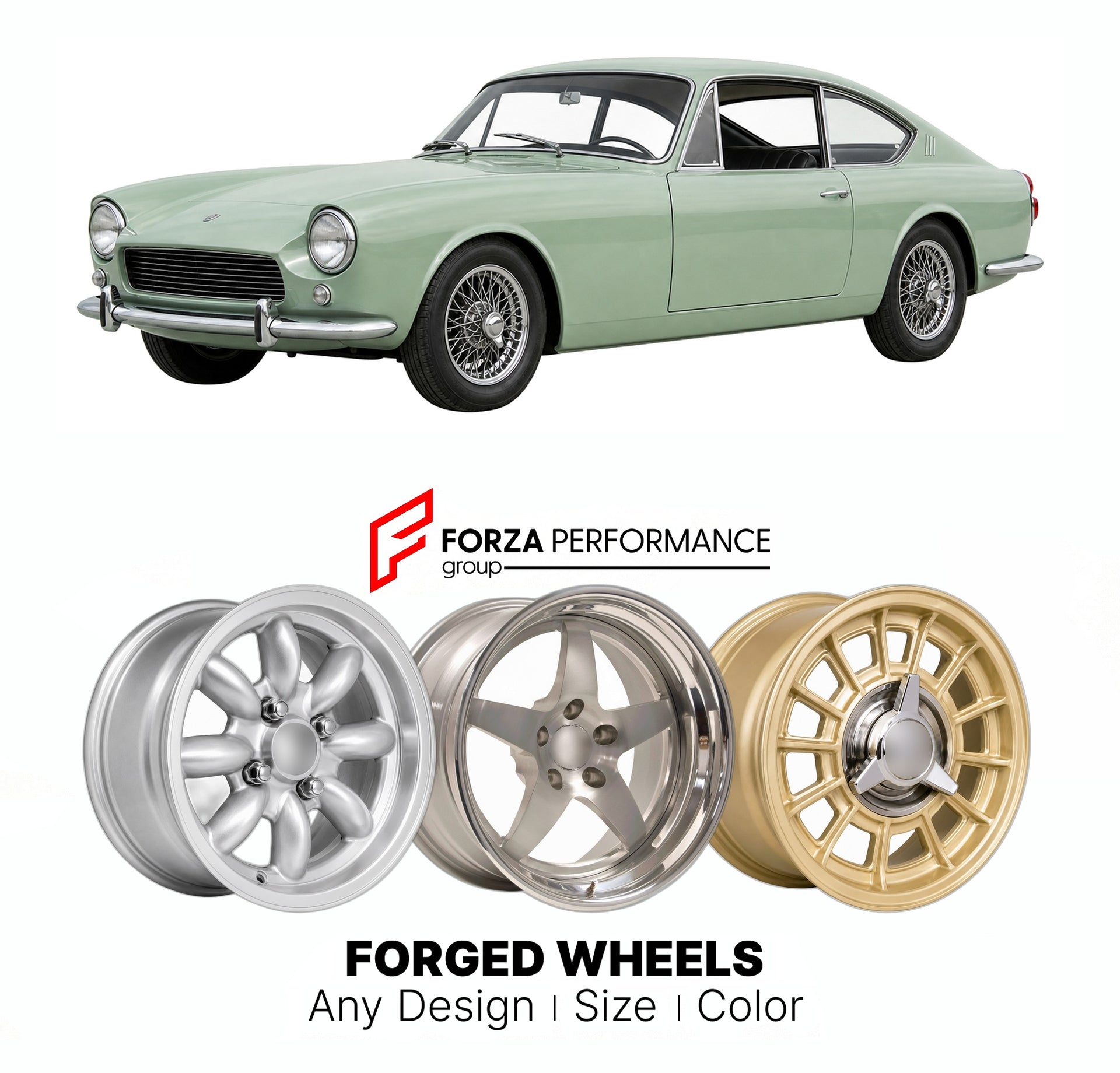 CUSTOM CLASSIC VINTAGE RESTOMOD RETRO OLD SCHOOL FORGED WHEELS RIMS for GILBERN GENIE 1966 - 1969

Custom forged wheels for Gilbern Genie 1966 - 1969. Classic, vintage, restomod wheel designs made to order in custom sizes, offsets, colors and finishes.

We manufacture premium quality forged wheels rims for Gilbern Genie 1966 - 1969 in any design, size, color.

THIS WHEEL DESIGN CAN BE CUSTOM-MADE FOR YOUR CAR IN ANY SIZE AND COLOR OPTIONS
Available in monoblock, 2-piece, 3-piece, duoblock, beadlock
3D wheel