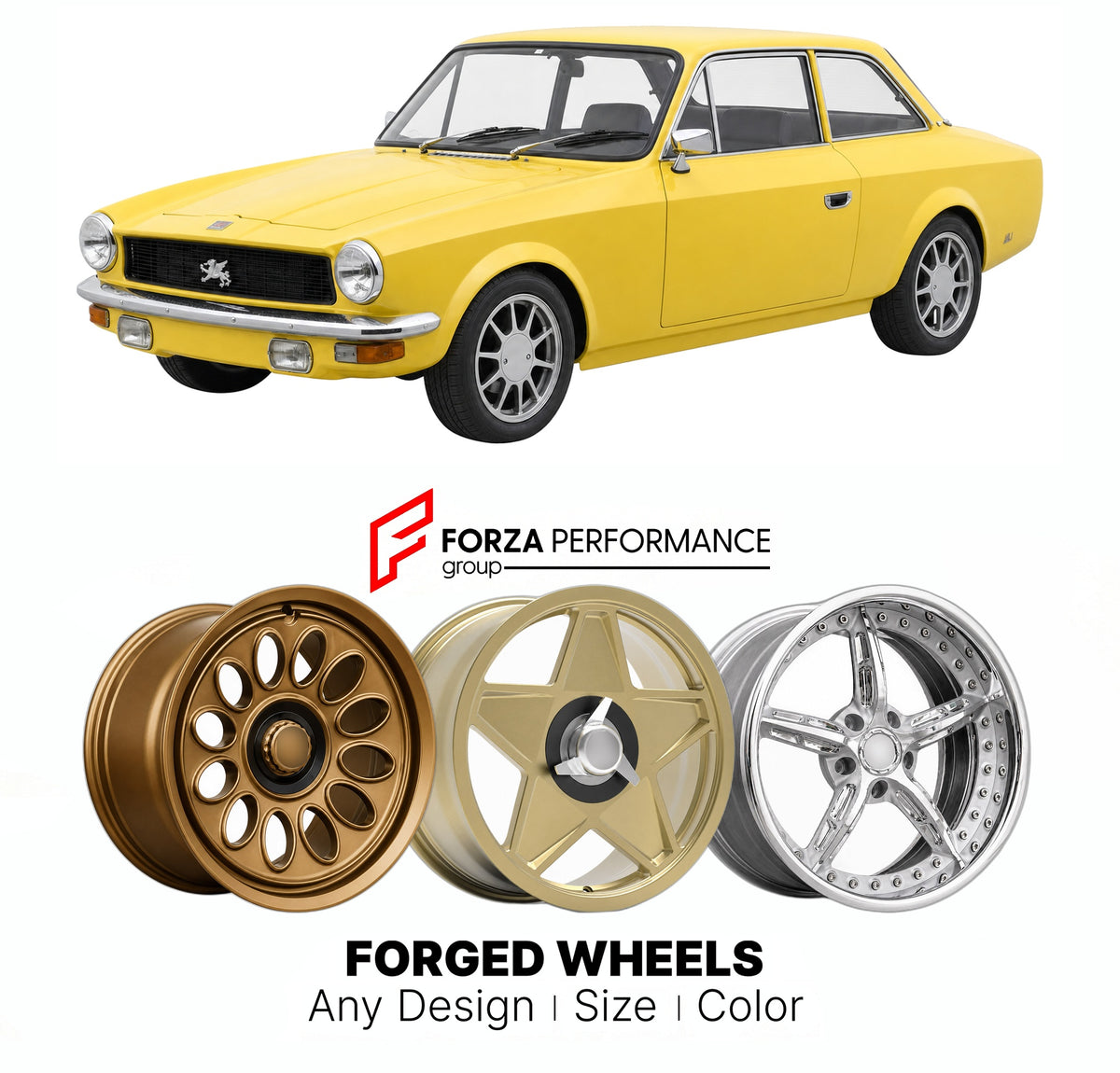CUSTOM CLASSIC VINTAGE RESTOMOD RETRO OLD SCHOOL FORGED WHEELS RIMS for GILBERN INVADER MK III 1972 - 1973

Custom forged wheels for Gilbern Invader MK III 1972 - 1973. Classic, vintage, restomod wheel designs made to order in custom sizes, offsets, colors and finishes.

We manufacture premium quality forged wheels rims for Gilbern Invader MK III 1972 - 1973 in any design, size, color.

THIS WHEEL DESIGN CAN BE CUSTOM-MADE FOR YOUR CAR IN ANY SIZE AND COLOR OPTIONS
Available in monoblock, 2-piece, 3-p
