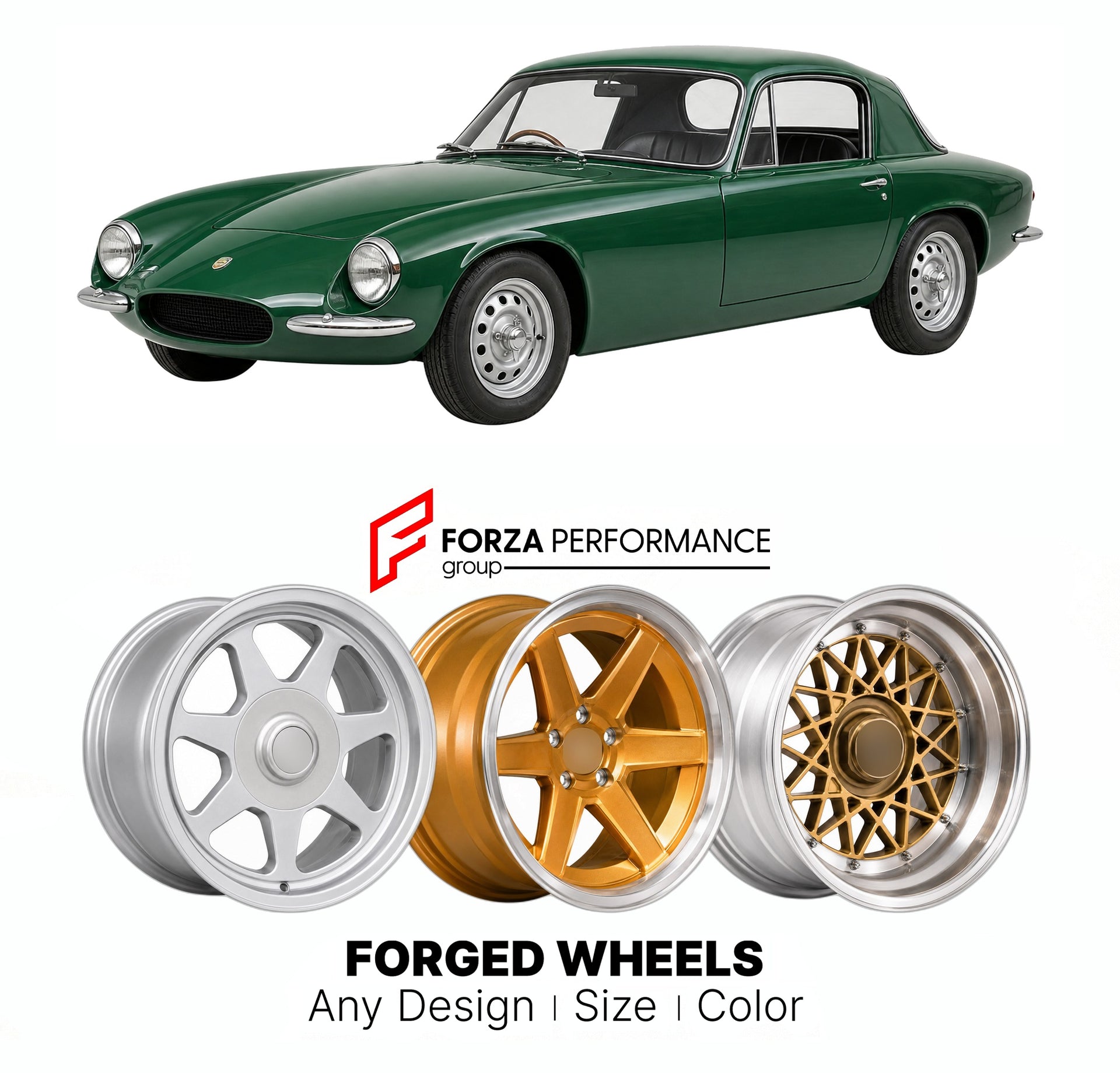 CUSTOM CLASSIC VINTAGE RESTOMOD RETRO OLD SCHOOL FORGED WHEELS RIMS for GINETTA G4 1961 - 1968

Custom forged wheels for Ginetta G4 1961 - 1968. Classic, vintage, restomod wheel designs made to order in custom sizes, offsets, colors and finishes.

We manufacture premium quality forged wheels rims for Ginetta G4 1961 - 1968 in any design, size, color.

THIS WHEEL DESIGN CAN BE CUSTOM-MADE FOR YOUR CAR IN ANY SIZE AND COLOR OPTIONS
Available in monoblock, 2-piece, 3-piece, duoblock, beadlock
3D wheel renderin
