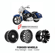 Custom forged motorcycle wheels for Harley Davidson FLD Switchback 2012 - 2016. Any size, color and finish. ABS/non-ABS fitment available.

We manufacture premium quality forged motorcycle wheels rims for Harley Davidson FLD Switchback 2012 - 2016 in any design, size, color.

We ensure your wheel set is delivered and fitted perfectly.

Finishing: Any

Optional for an additional price: Dual-Color, Brushing, Chroming, Polishing, Carbon Barrel.

We offer motorcycle wheels in many sizes: 12, 13, 14, 15, 16, 17,