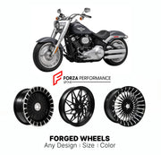 Custom forged motorcycle wheels for Harley Davidson FLFB Fat Boy 1990+. Any size, color and finish. ABS/non-ABS fitment available.

We manufacture premium quality forged motorcycle wheels rims for Harley Davidson FLFB Fat Boy 1990+ in any design, size, color.

We ensure your wheel set is delivered and fitted perfectly.

Finishing: Any

Optional for an additional price: Dual-Color, Brushing, Chroming, Polishing, Carbon Barrel.

We offer motorcycle wheels in many sizes: 12, 13, 14, 15, 16, 17, 18, 19, 20, 21,