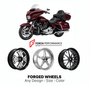 Custom forged motorcycle wheels for Harley Davidson FLHXL Street Glide Limited 2026+. Any size, color and finish. ABS/non-ABS fitment available.

We manufacture premium quality forged motorcycle wheels rims for Harley Davidson FLHXL Street Glide Limited 2026+ in any design, size, color.

We ensure your wheel set is delivered and fitted perfectly.

Finishing: Any

Optional for an additional price: Dual-Color, Brushing, Chroming, Polishing, Carbon Barrel.

We offer motorcycle wheels in many sizes: 12, 13, 14,